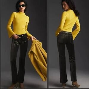 Anthropologie Pilcro Demilune Mid Rise 32" Bootcut Moss Gray Velvet Jean Size 32
